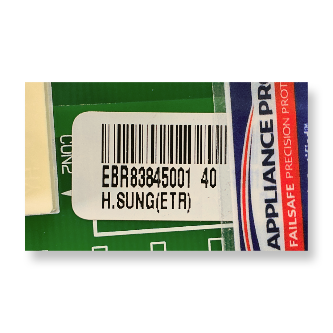 EBR83845001 LG Refrigerator Main Control Board Part Number Sticker - Appliance Pro USA