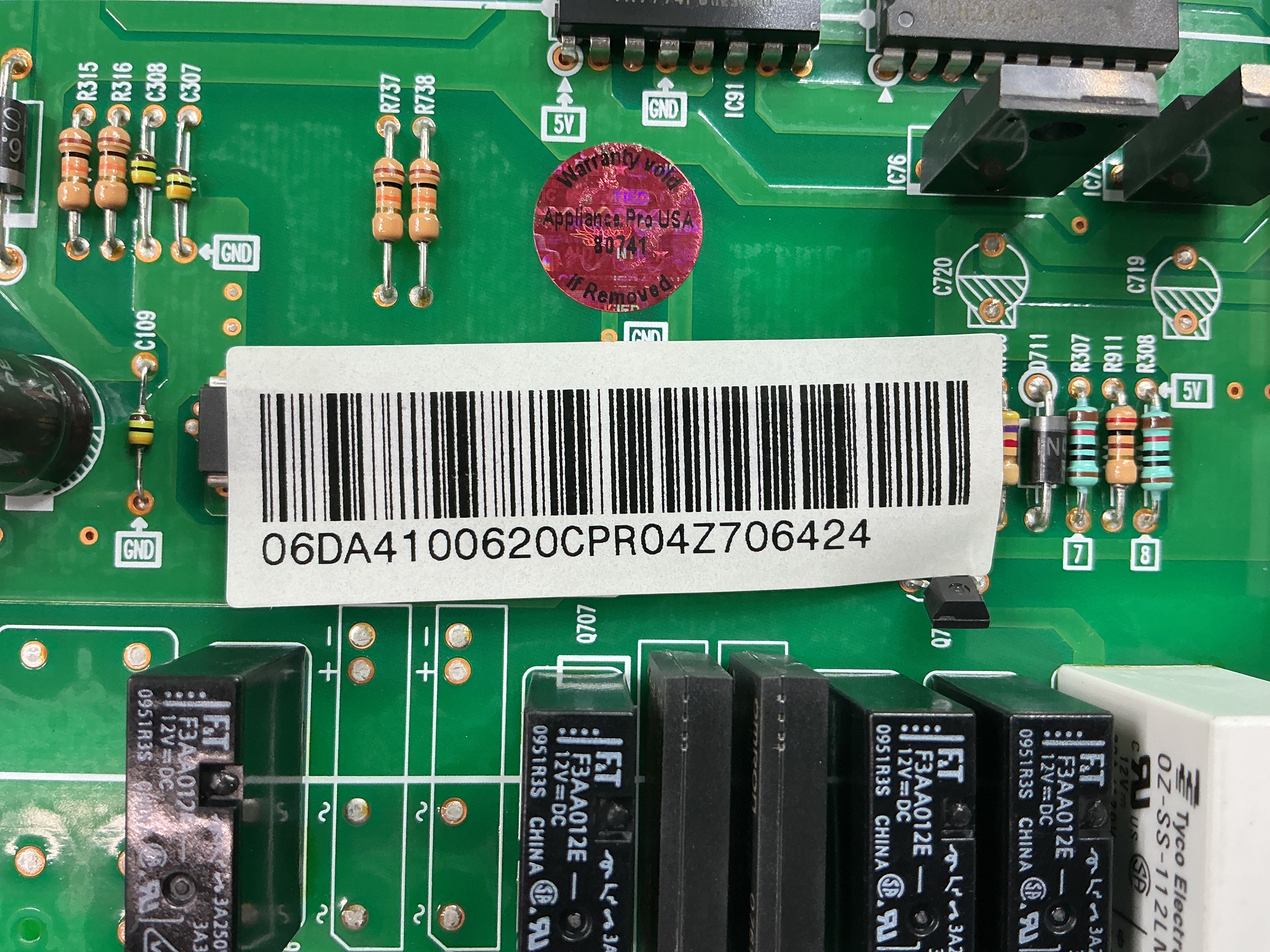 DA41-00620C Samsung Refrigerator Main Control Board Part Number Sticker - Appliance Pro USA