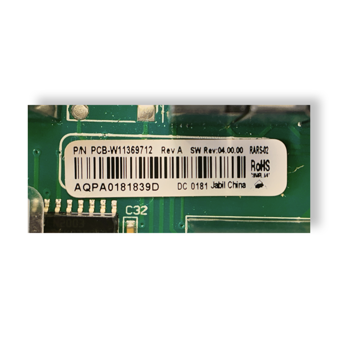 W11369712 Whirlpool Refrigerator Main Control Board Part Number Sticker - Appliance Pro USA