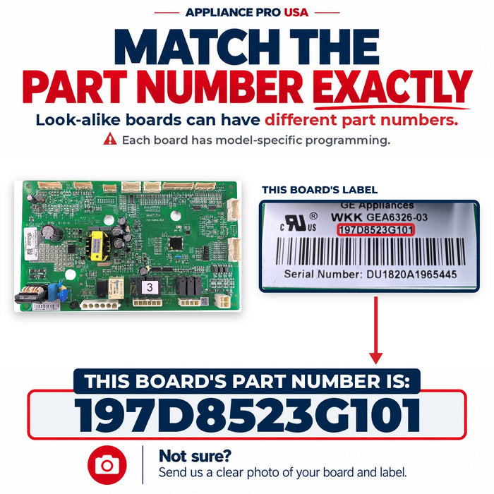197D8523G101 GE Refrigerator Main Control Board Replacement — FailSafe Certified — Appliance Pro USA — image 2