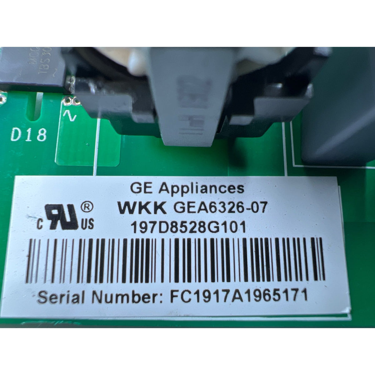 197D8528G101 GE Refrigerator Main Control Board Part Number Sticker - Appliance Pro USA