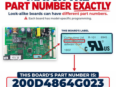 200D4864G023 GE Refrigerator Main Control Board Replacement — alternate view