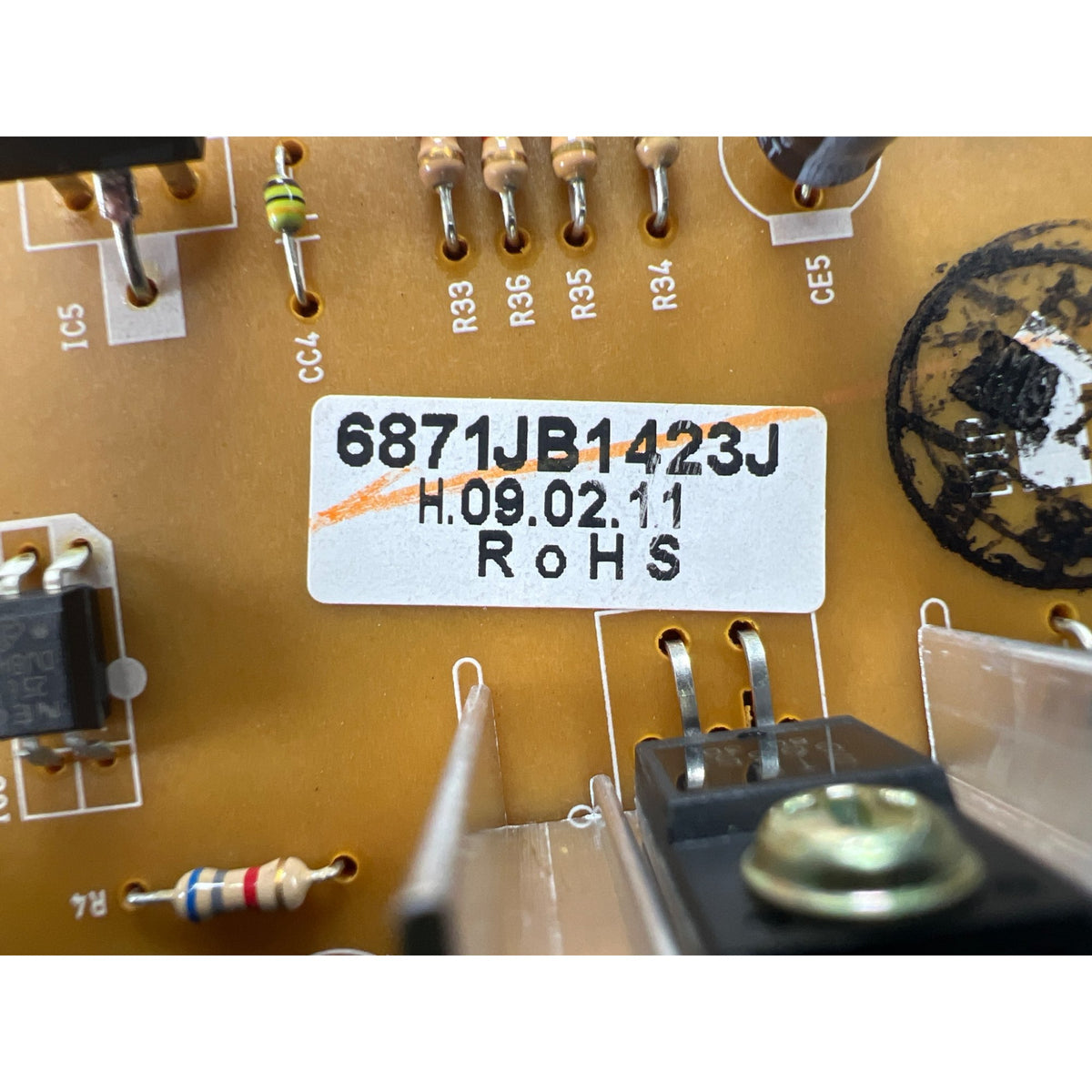 6871JB1423J LG Refrigerator Main Control Board Part Number Sticker - Appliance Pro USA