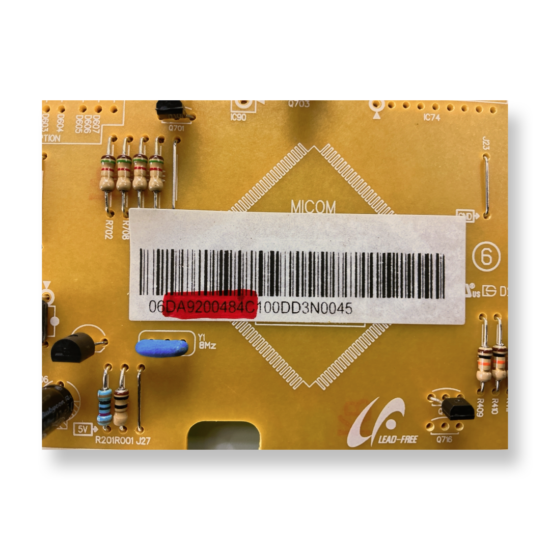 DA92-00484C Samsung Refrigerator Main Control Board Part Number Sticker - Appliance Pro USA