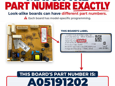A05191202 Frigidaire Refrigerator Main Control Board Replacement — alternate view