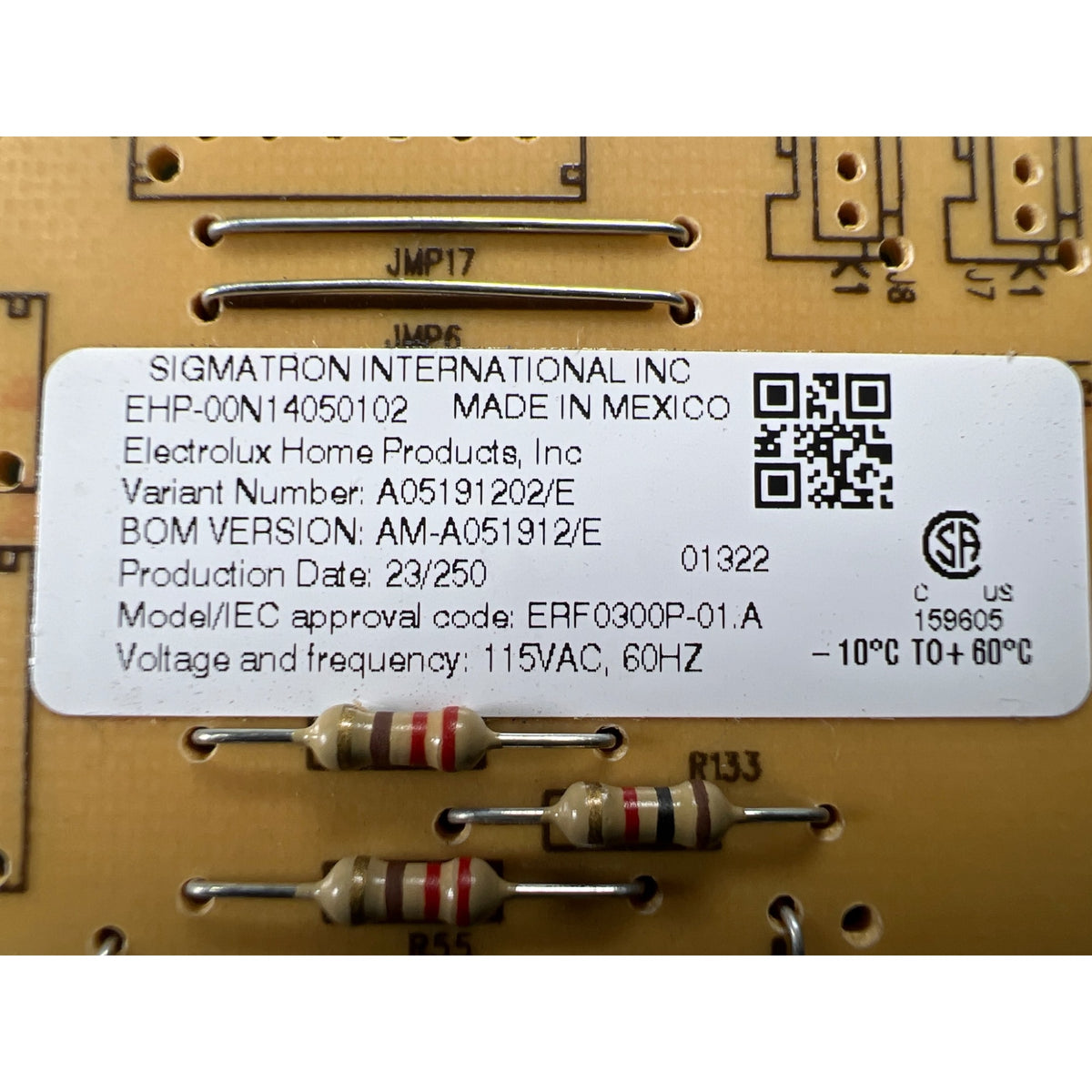 A05191202 Frigidaire Refrigerator Main Control Board Part Number Sticker - Appliance Pro USA