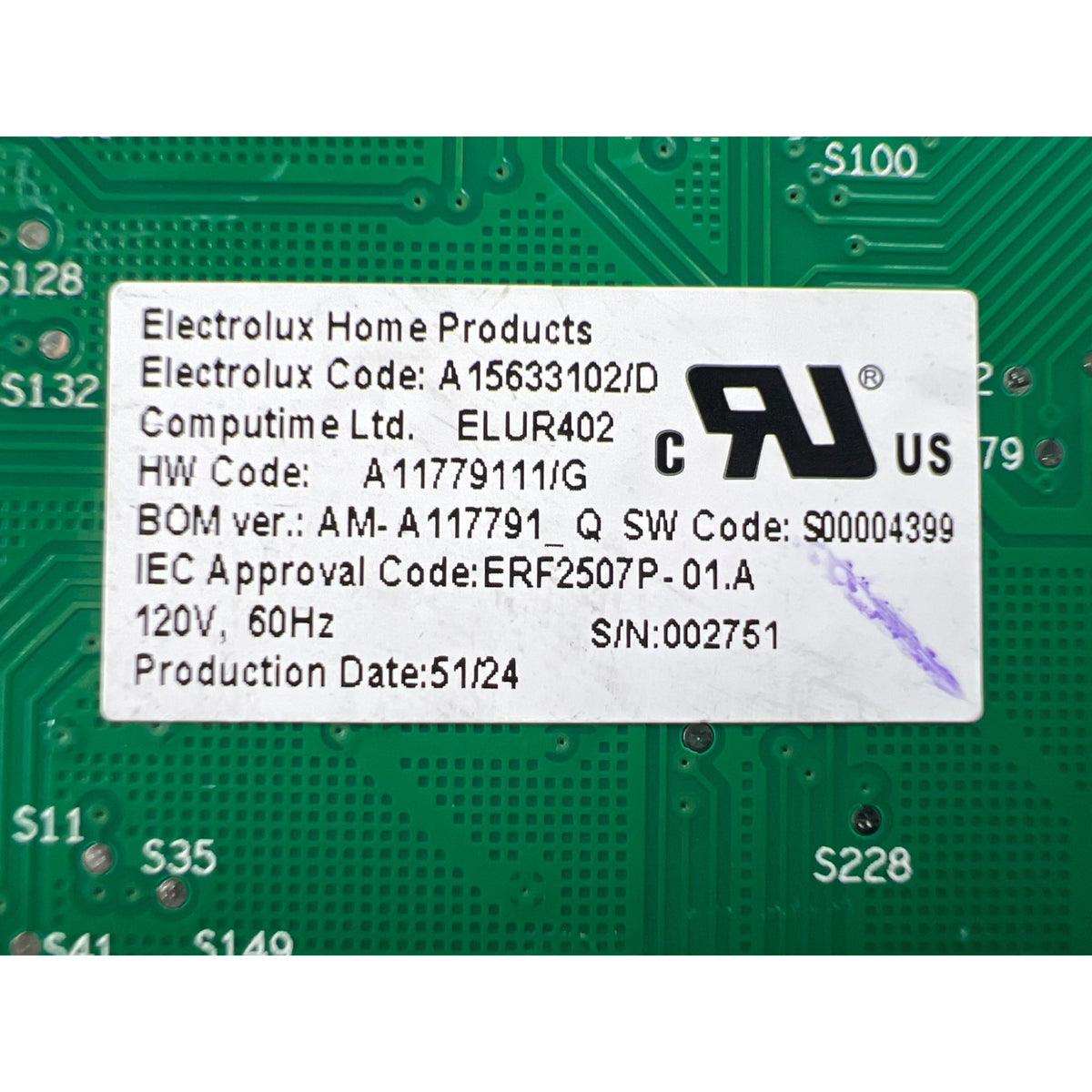 A15633102 Frigidaire Refrigerator Main Control Board Part Number Sticker - Appliance Pro USA