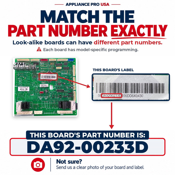 DA92-00233D Samsung Refrigerator Main Control Board Replacement — FailSafe Certified — Appliance Pro USA — image 2