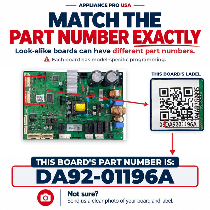 DA92-01196A Samsung OEM Refrigerator Main Control Board Replacement — FailSafe Certified — Appliance Pro USA — image 2