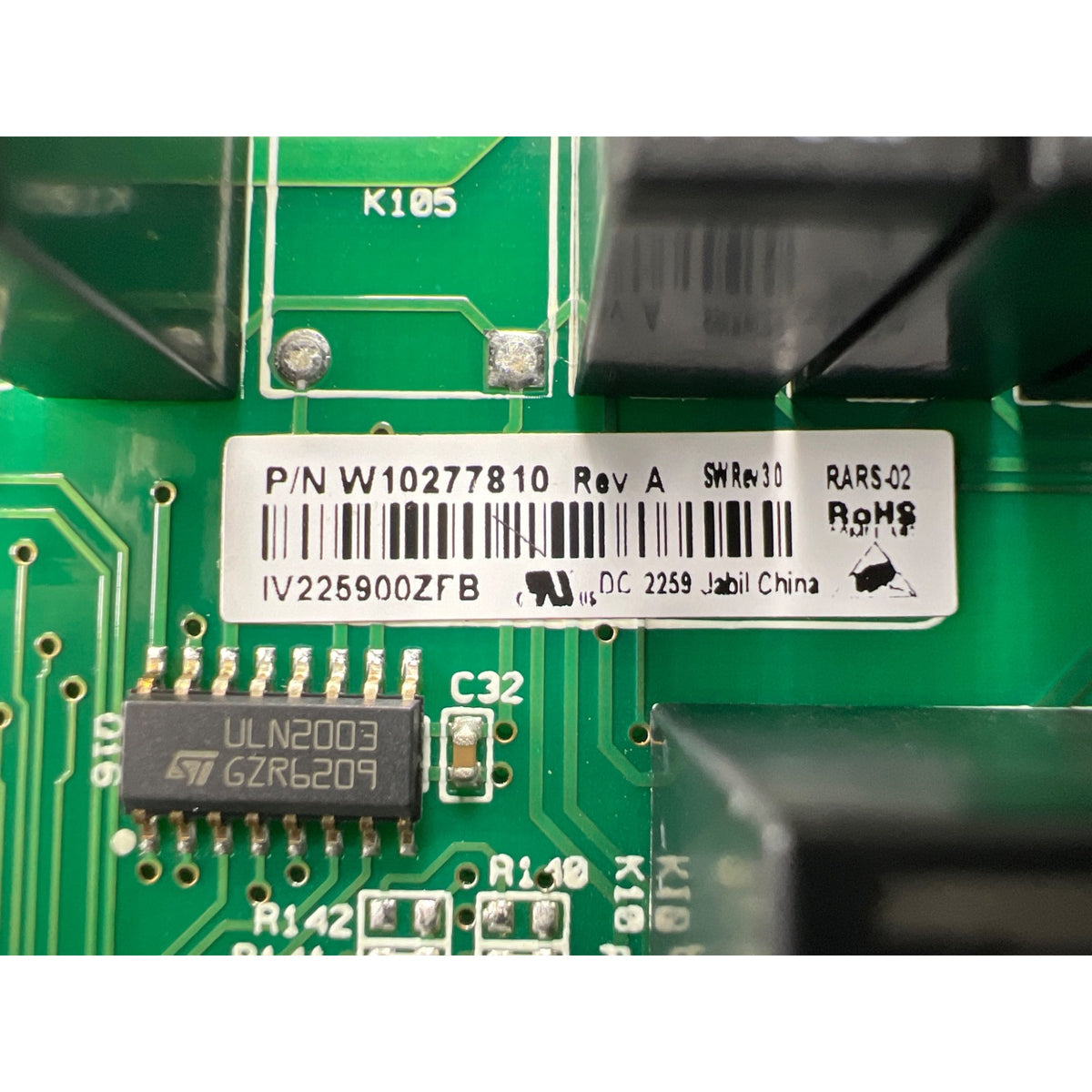 W10277810 Whirlpool Refrigerator Main Control Board Part Number Sticker - Appliance Pro USA
