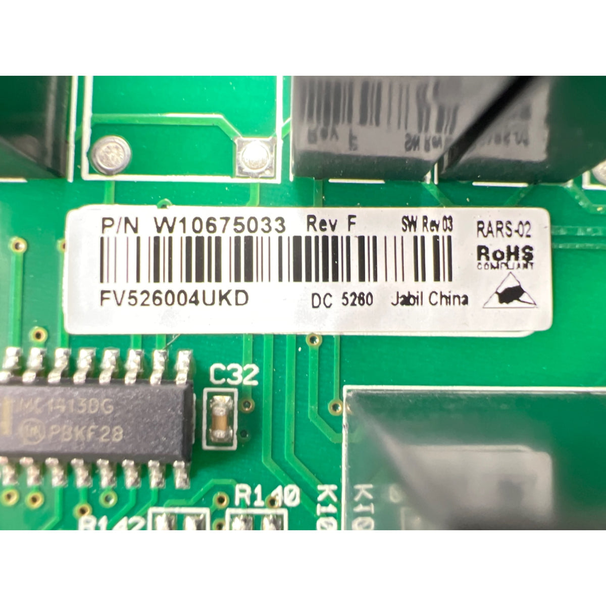 W10675033 Whirlpool Refrigerator Main Control Board Part Number Sticker - Appliance Pro USA